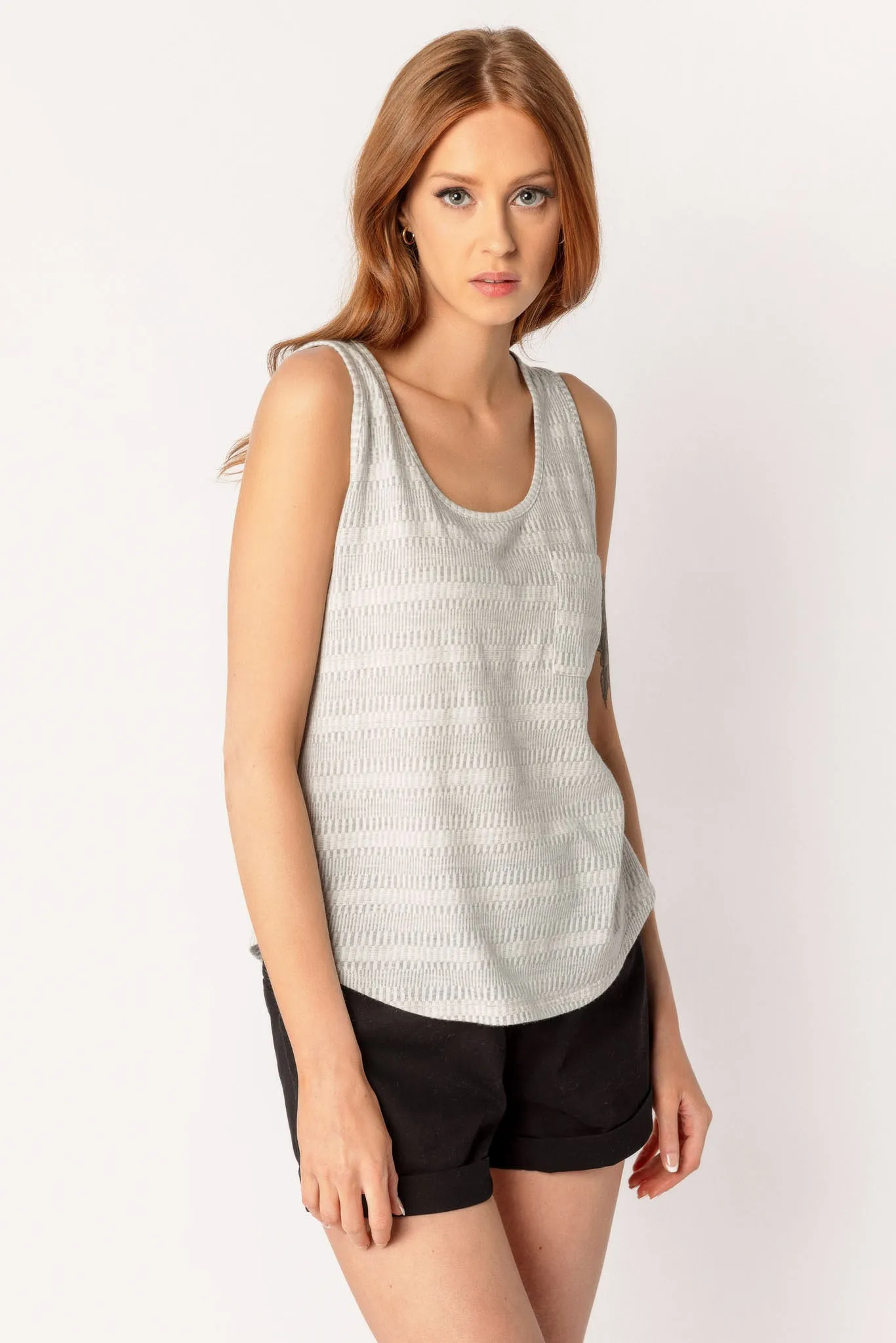 Striped Scoop-Neck Textured Tank Top sold by Eclipse