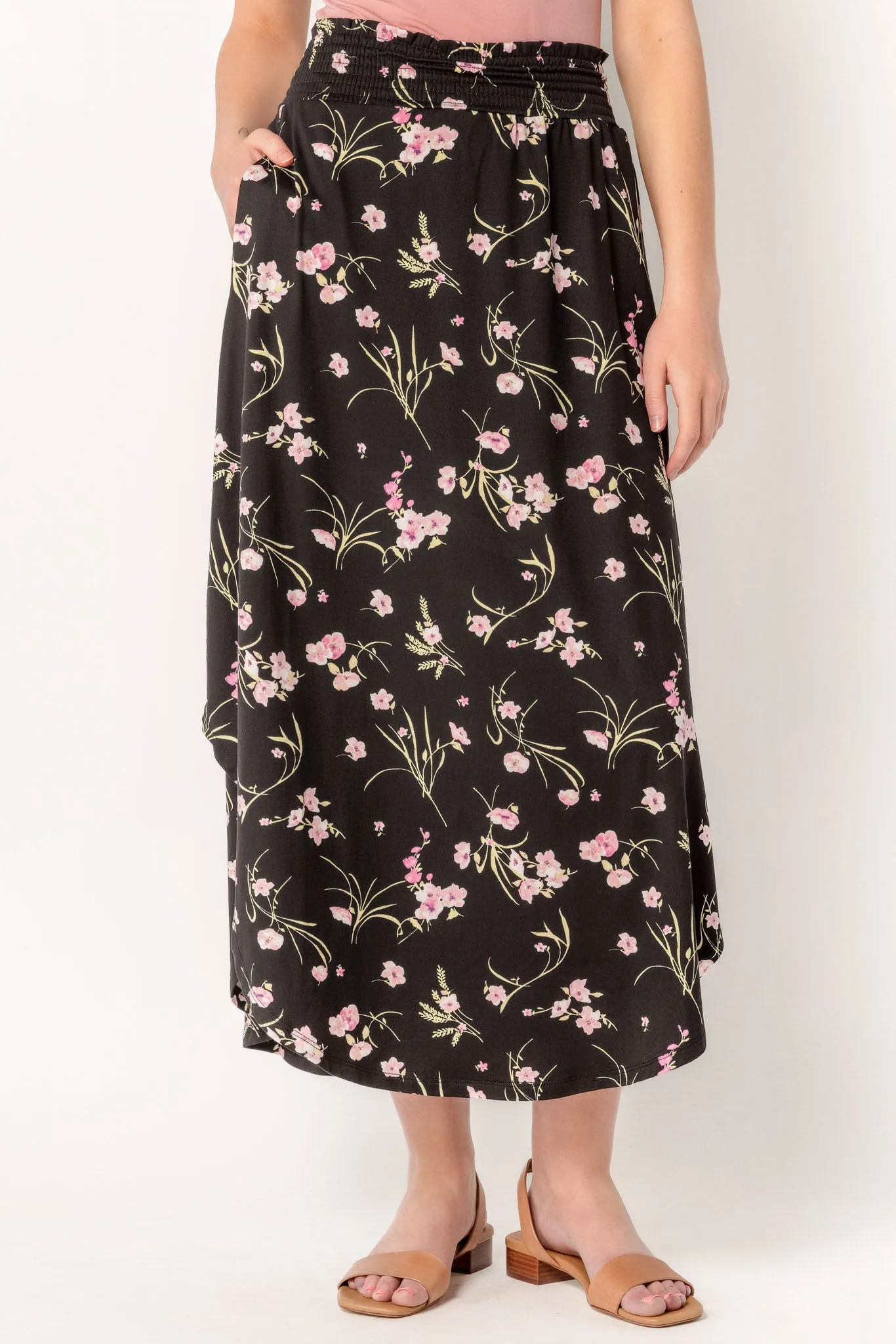 Floral Brushed Maxi Skirt and Shirttail Hem sold by Eclipse product image thumbnail 3