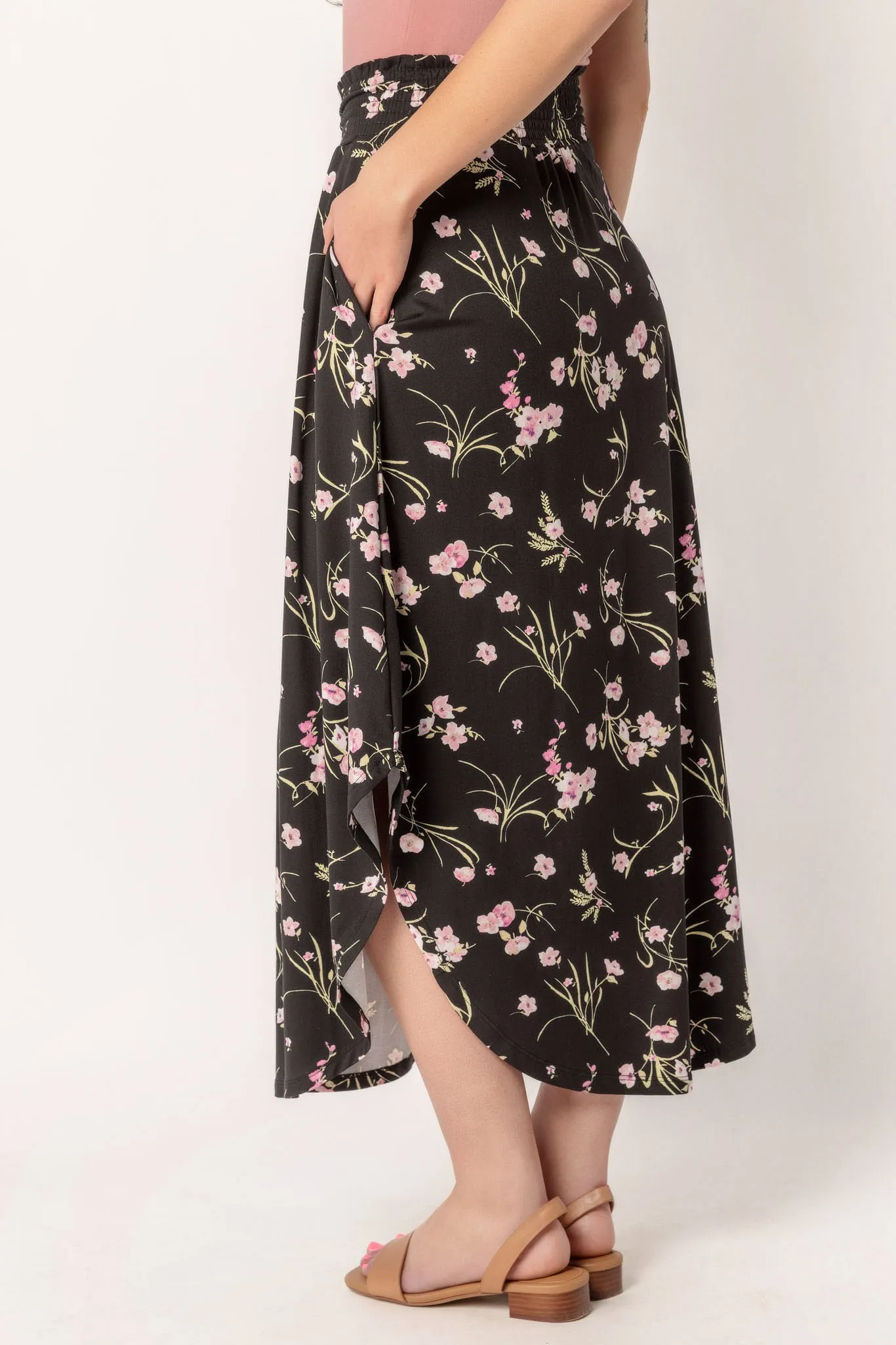 Floral Brushed Maxi Skirt and Shirttail Hem sold by Eclipse product image thumbnail 2