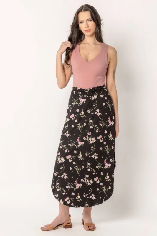 Floral Brushed Maxi Skirt and Shirttail Hem sold by Eclipse
