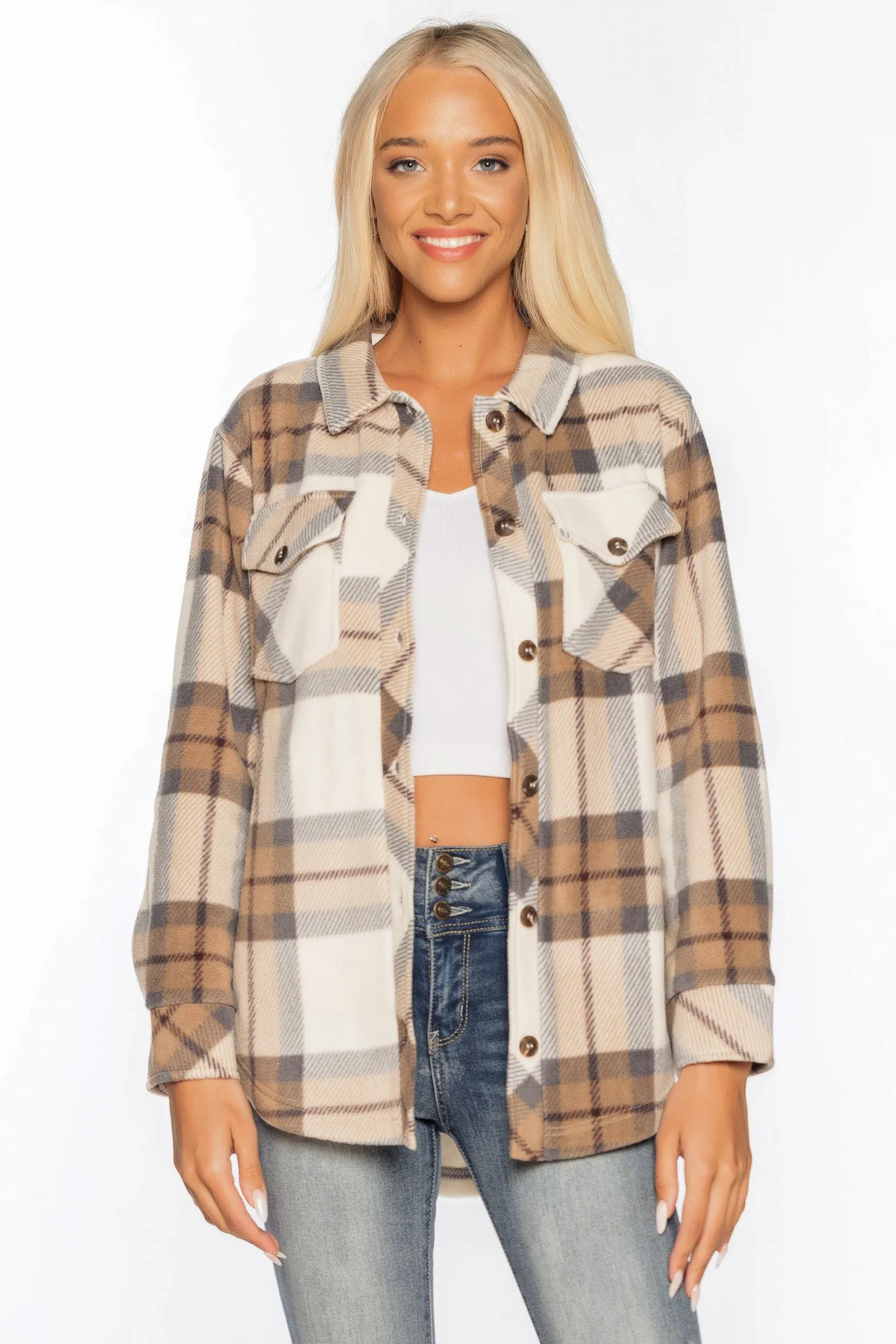 Plaid Fleece Shacket sold by Eclipse product image thumbnail 2