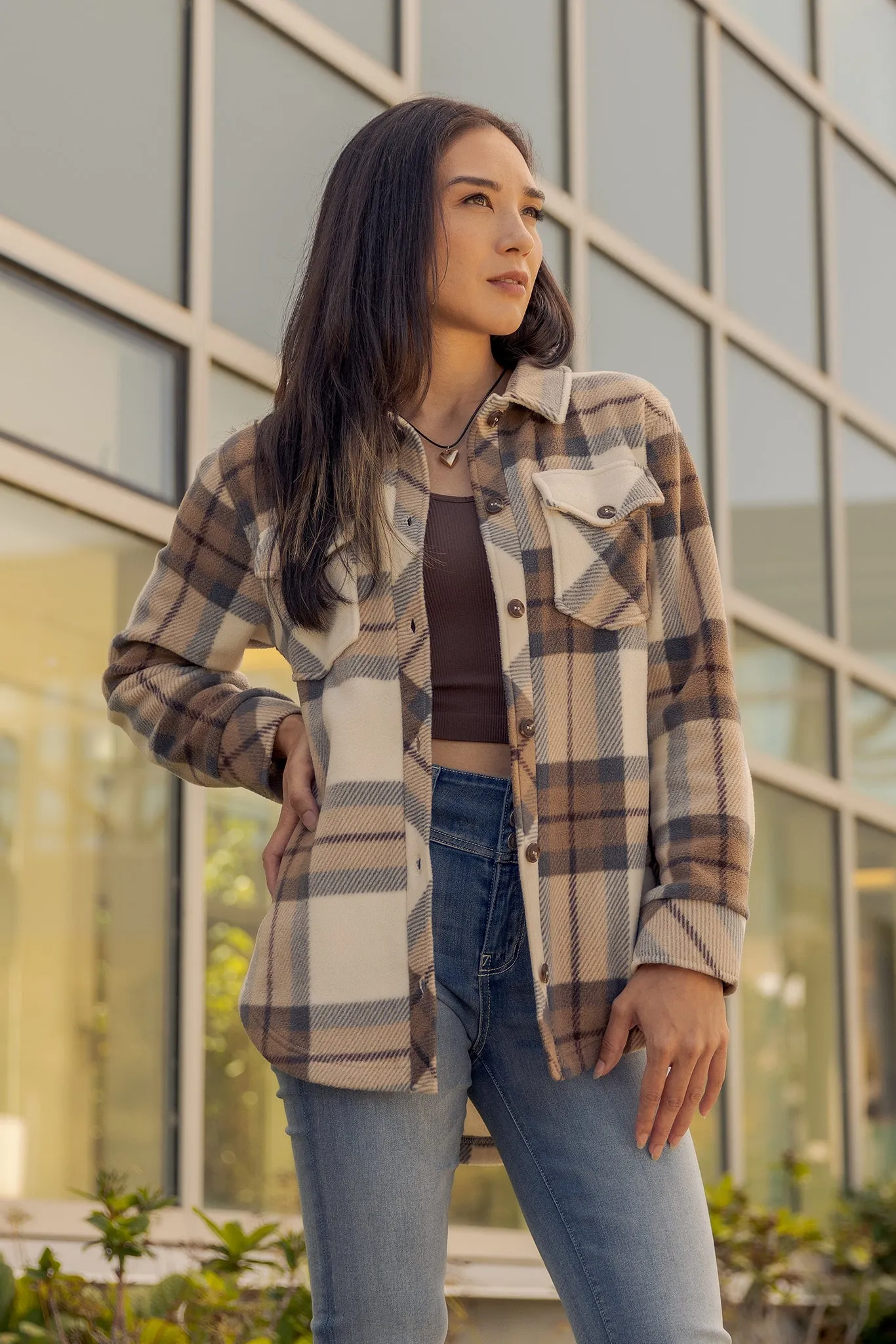 Plaid Fleece Shacket sold by Eclipse