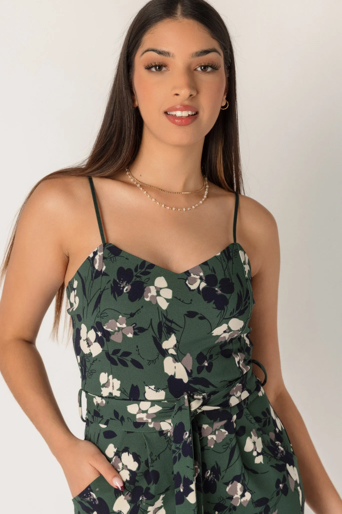 Floral Spaghetti Strap Jumpsuit with Tie-Belt sold by Eclipse product image thumbnail 3