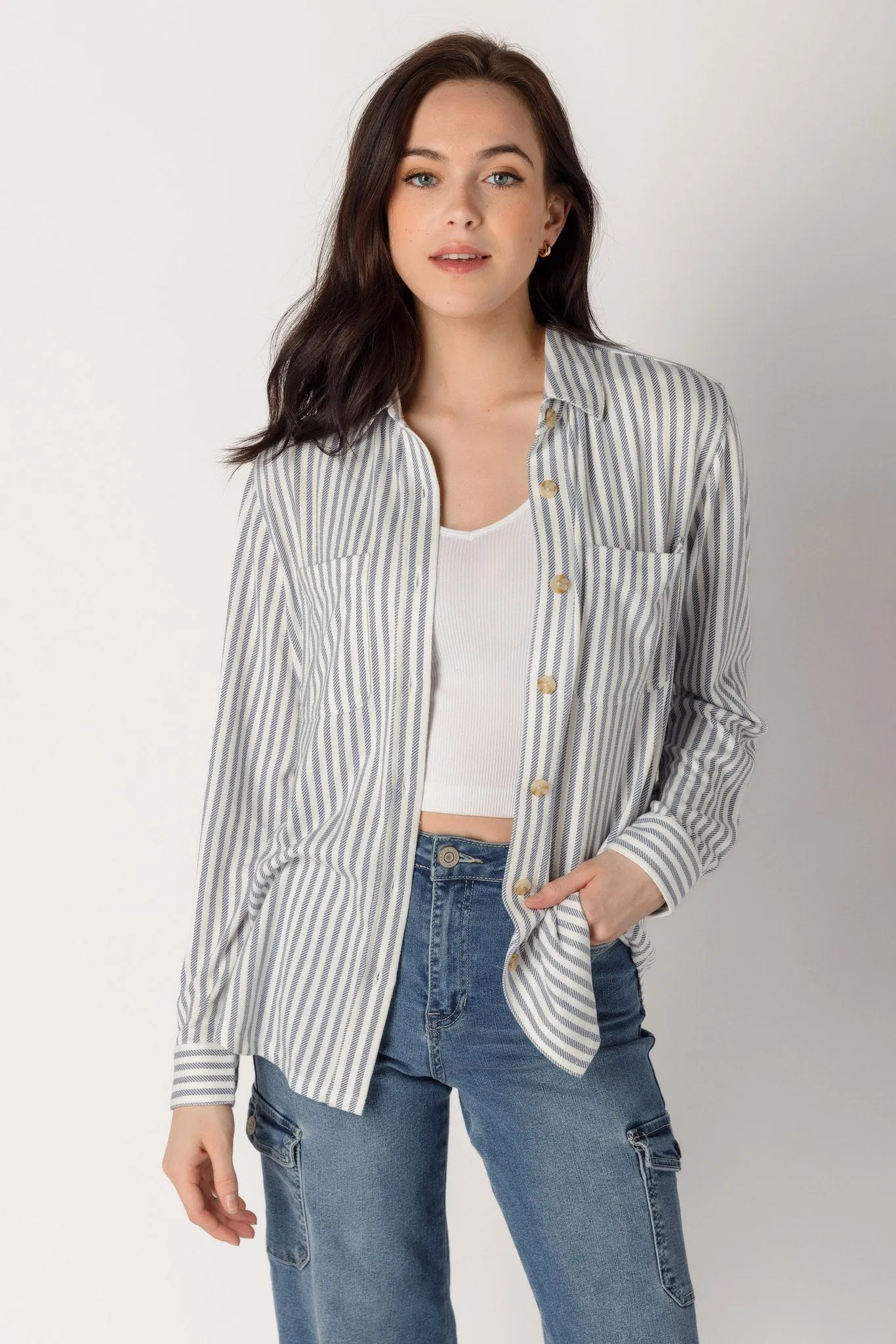 Railroad Stripe Soft Marina Shirt sold by Eclipse