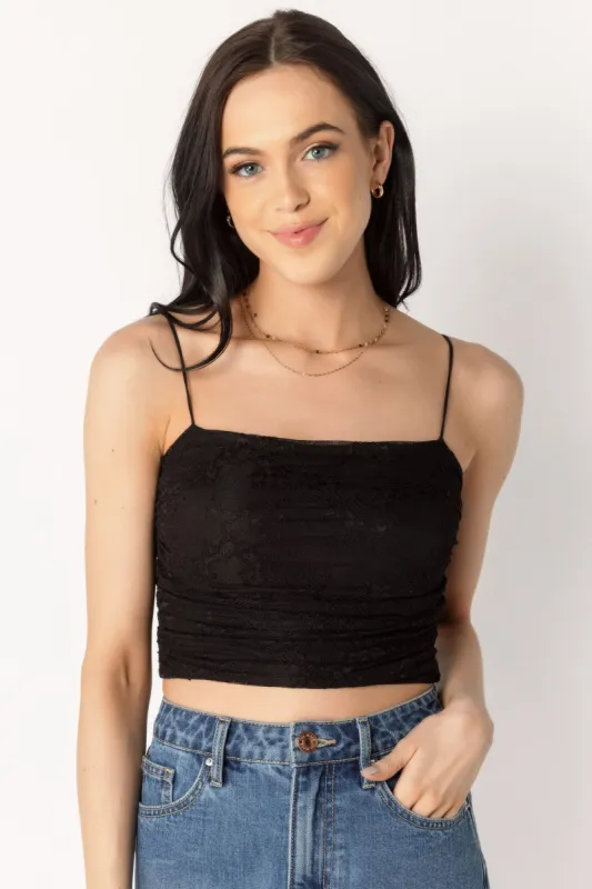 Lace Ruched Cropped Tank sold by Eclipse