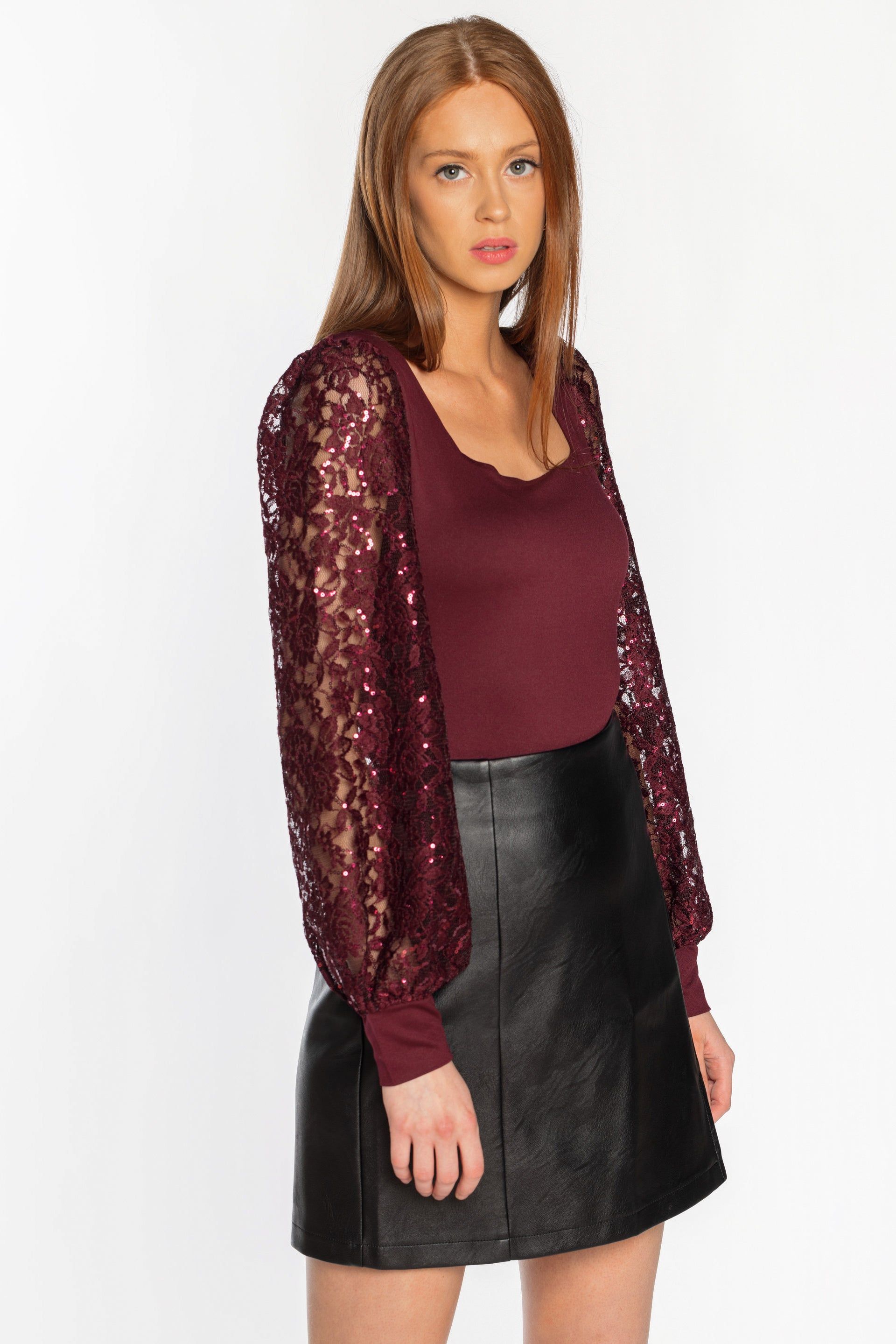 Lace Balloon Sleeve Bodysuit sold by Eclipse product image thumbnail 4