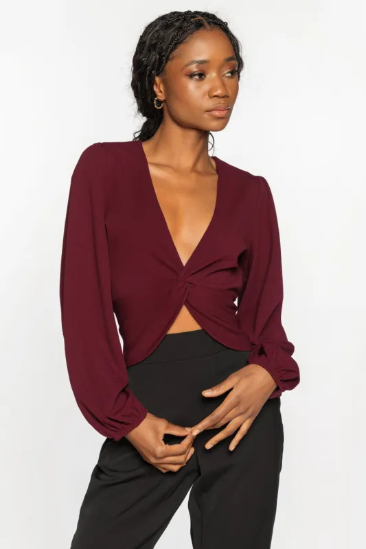 Balloon Sleeve Twist Front Top sold by Eclipse