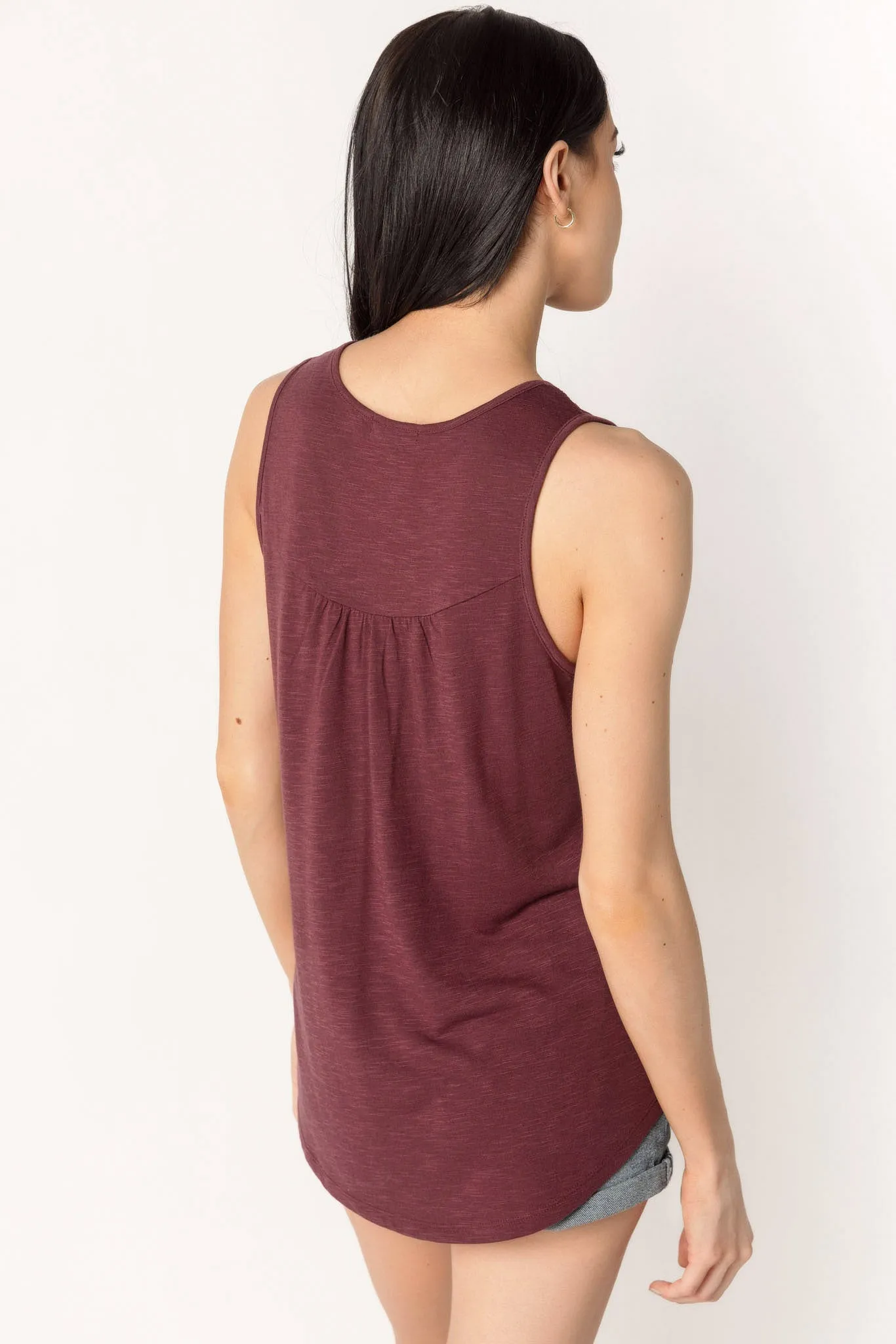 Slub Henley Tank with Lace Trim sold by Eclipse product image thumbnail 2