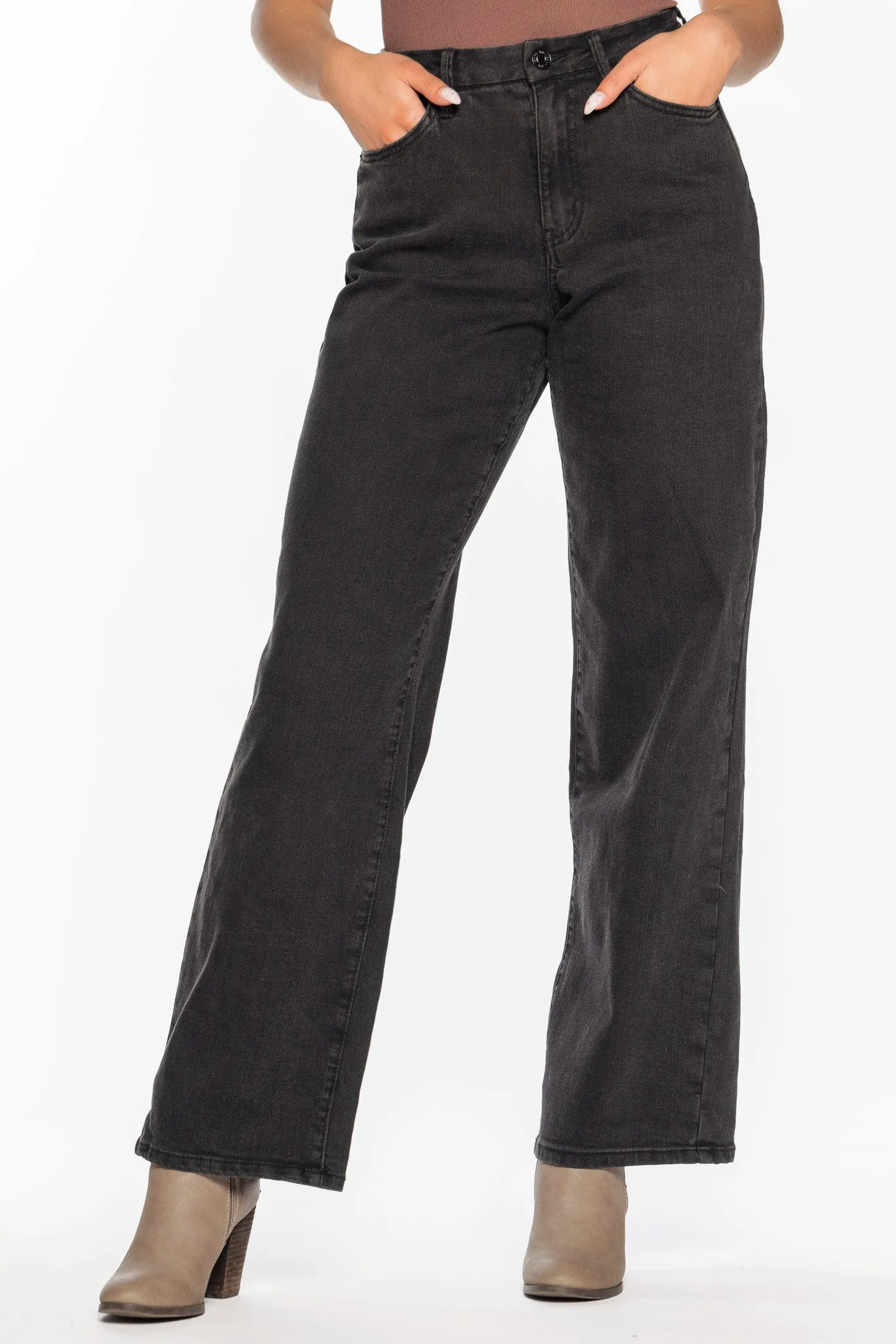 YMI Black Wide-Leg Jean sold by Eclipse product image thumbnail 2