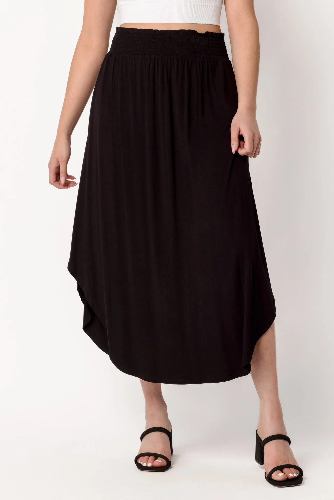 Maxi Skirt with Smocked Waistband and Shirttail Hem sold by Eclipse product image thumbnail 3