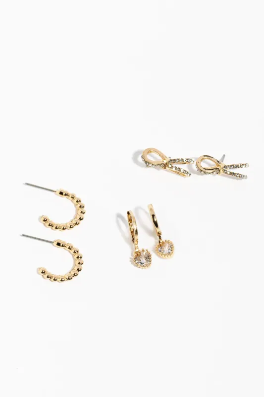 Bow, Heart and Huggie Earring Set sold by Eclipse