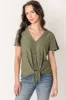 Eyelet Short Sleeve Tie-Front Top sold by Eclipse