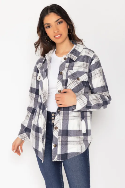 Tori Plaid Polar Fleece Shacket sold by Eclipse