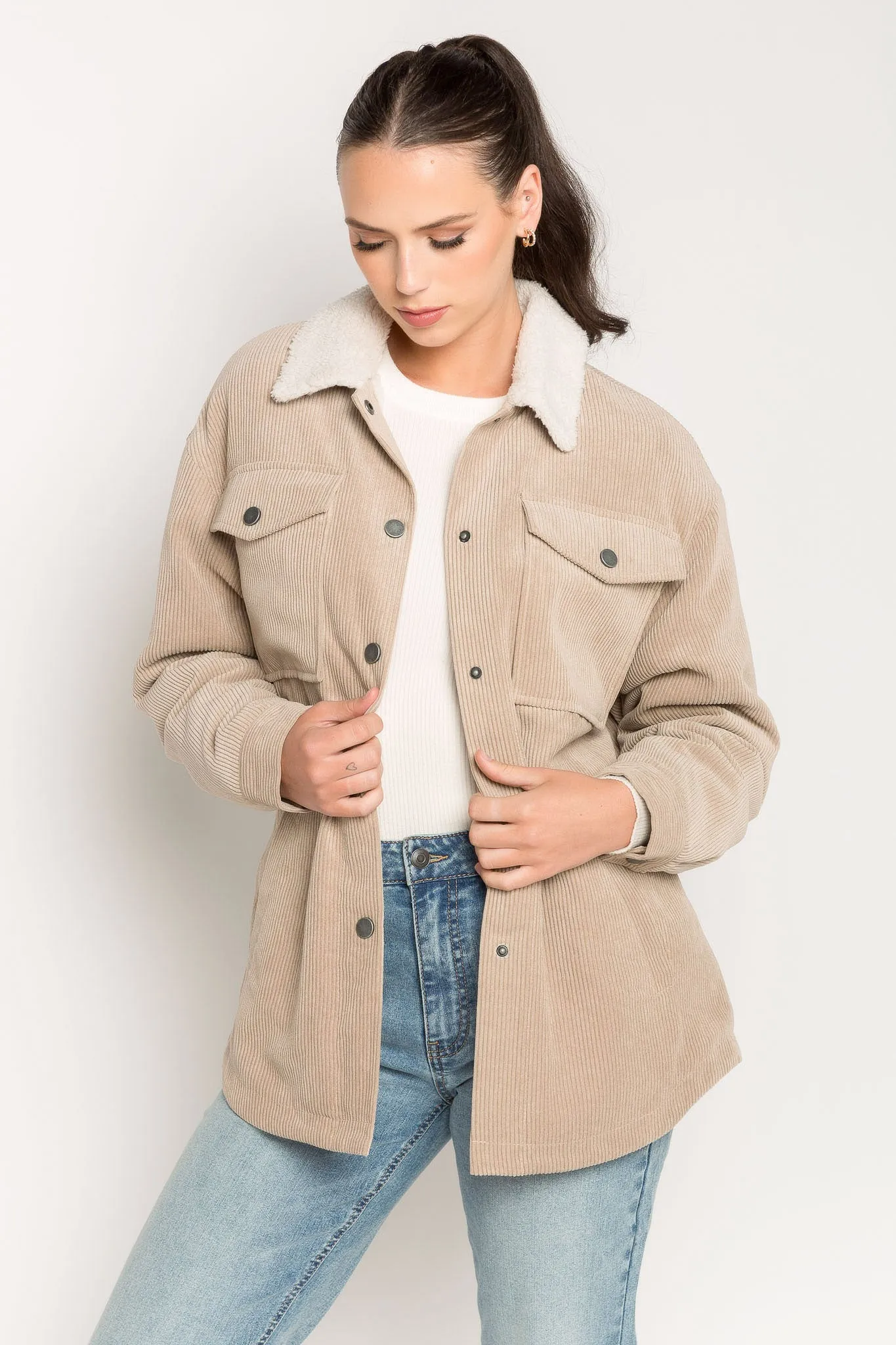 Corduroy Shacket with Sherpa Lining sold by Eclipse product image thumbnail 5