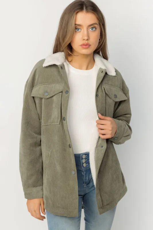 Corduroy Shacket with Sherpa Lining sold by Eclipse