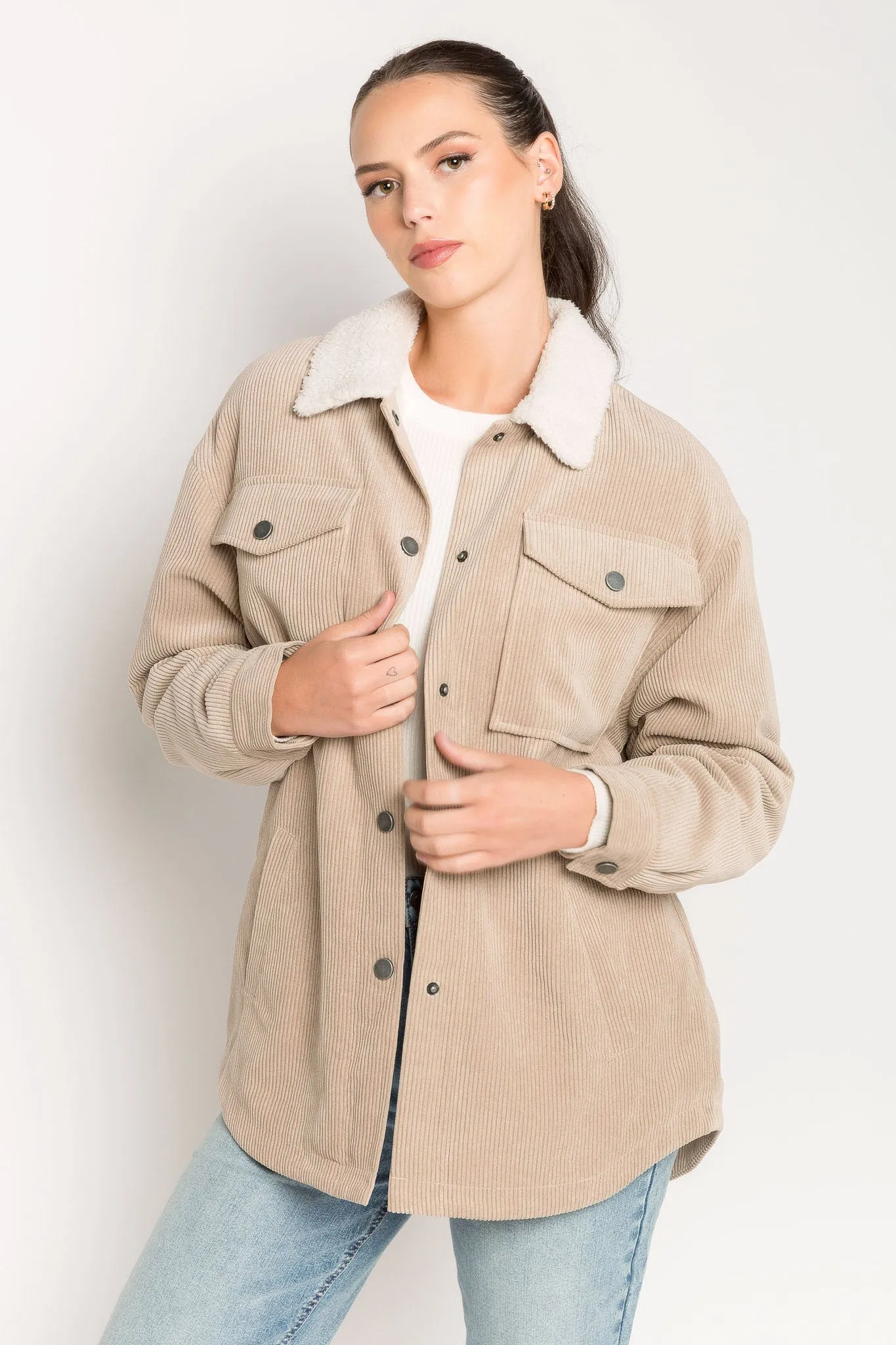 Corduroy Shacket with Sherpa Lining sold by Eclipse product image thumbnail 3