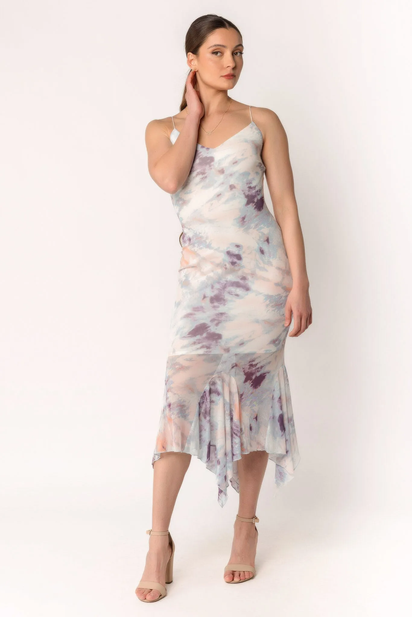 Tie-Dye Mesh Dress with Ruffle Hem sold by Eclipse
