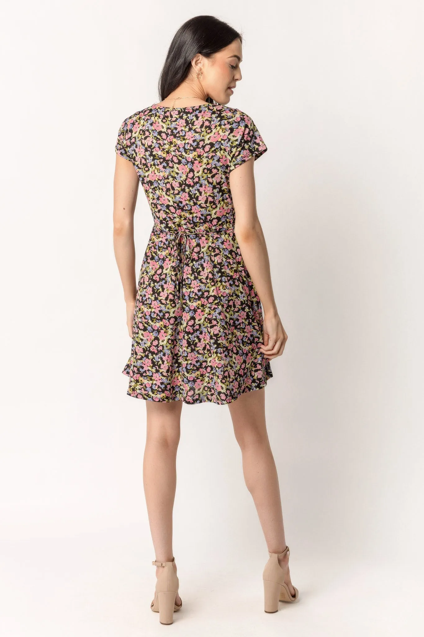 Ditsy Vienna Cap Sleeve Crossover Skater Dress sold by Eclipse product image thumbnail 2