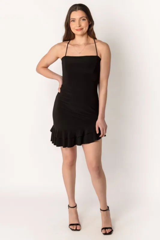 Spaghetti Strap Mini Dress with Double Ruffle Hem made by Eclipse