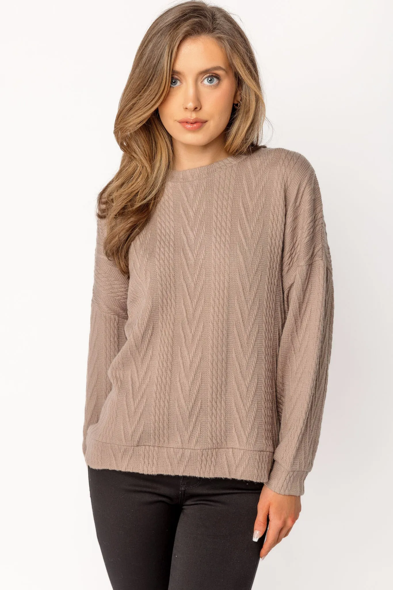 Cable Knit Balloon Sleeve Sweater sold by Eclipse