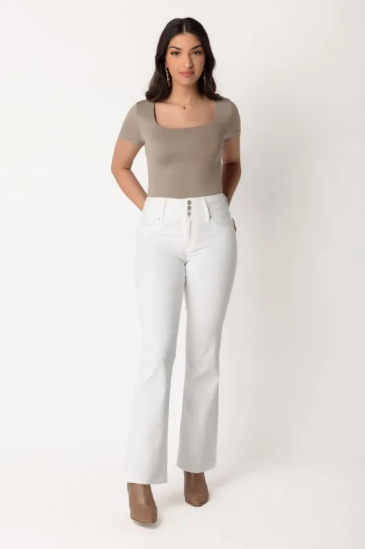 Wallflower White Insta-Soft Sassy High Rise Bootcut Jean sold by Eclipse