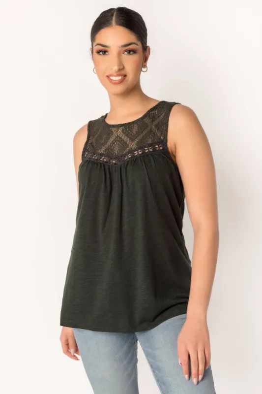 Slub Tank with Lace Trim sold by Eclipse