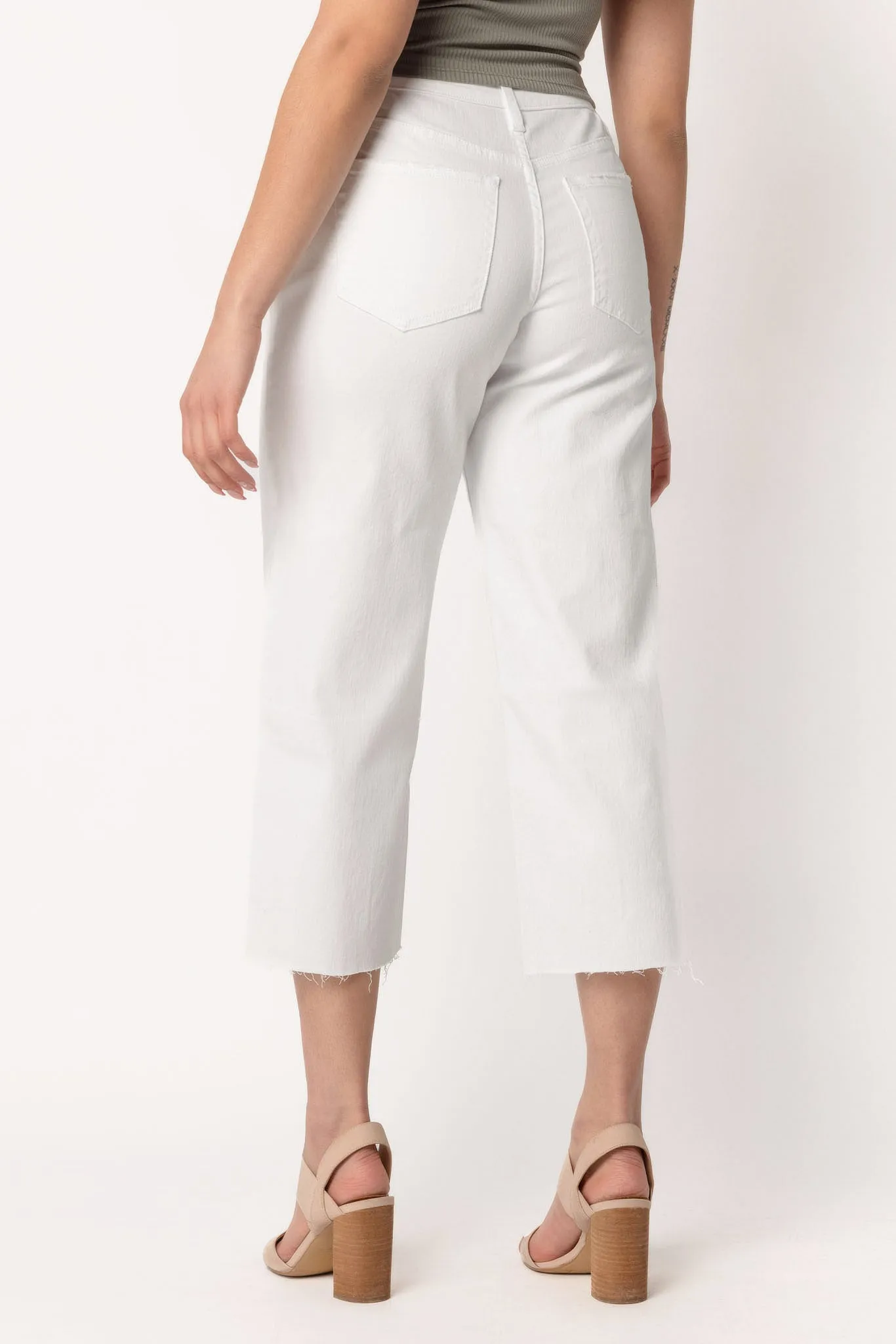 YMI White Wide-Leg Cropped Jean with Raw Hem sold by Eclipse product image thumbnail 3