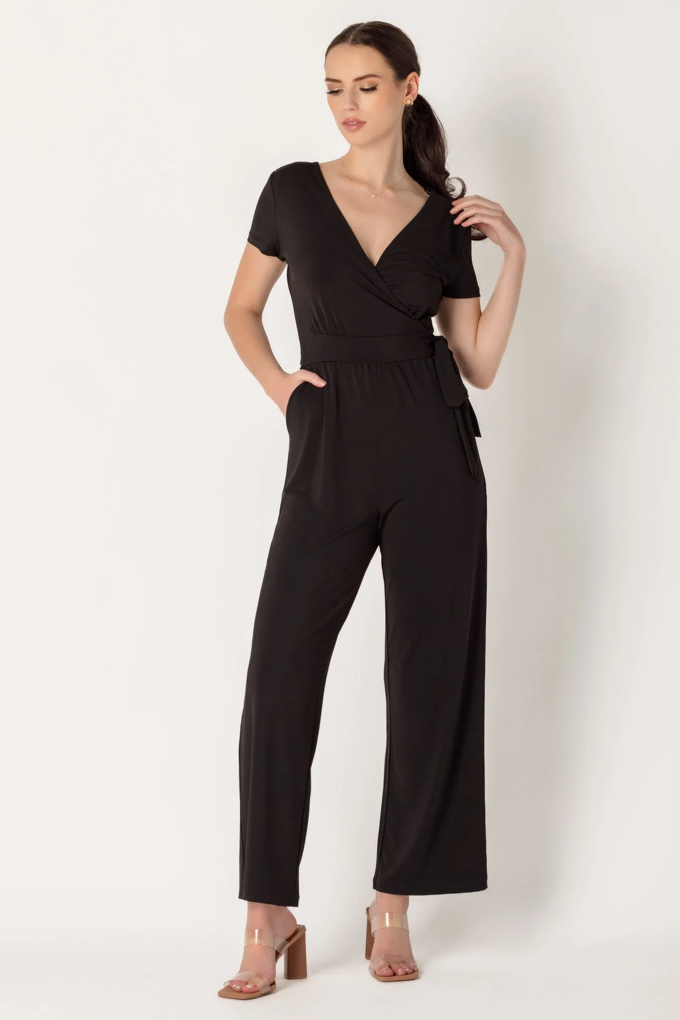 Cap Sleeve Crossover Jumpsuit sold by Eclipse