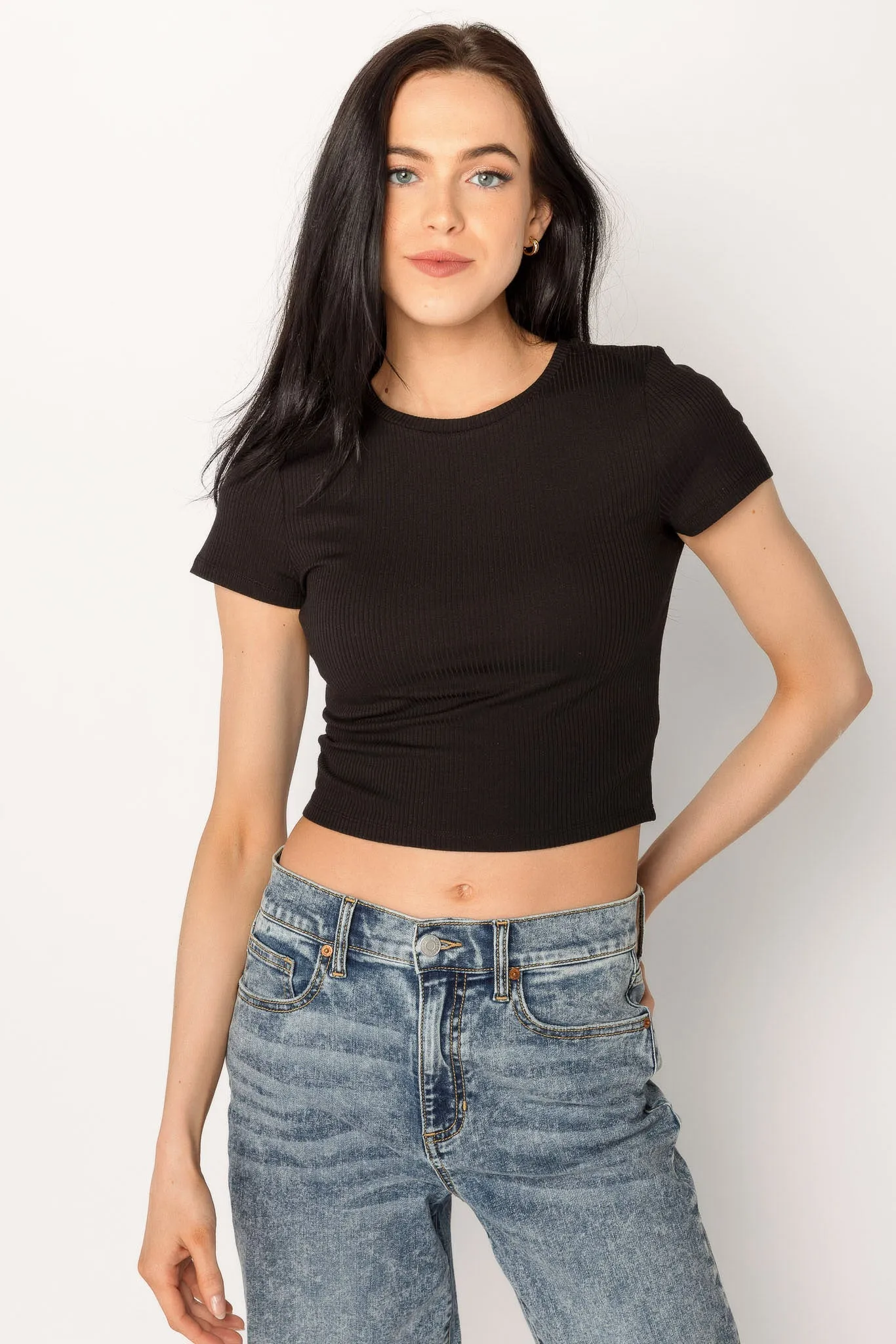 Ribbed Crew-Neck Crop Tee sold by Eclipse product image thumbnail 2