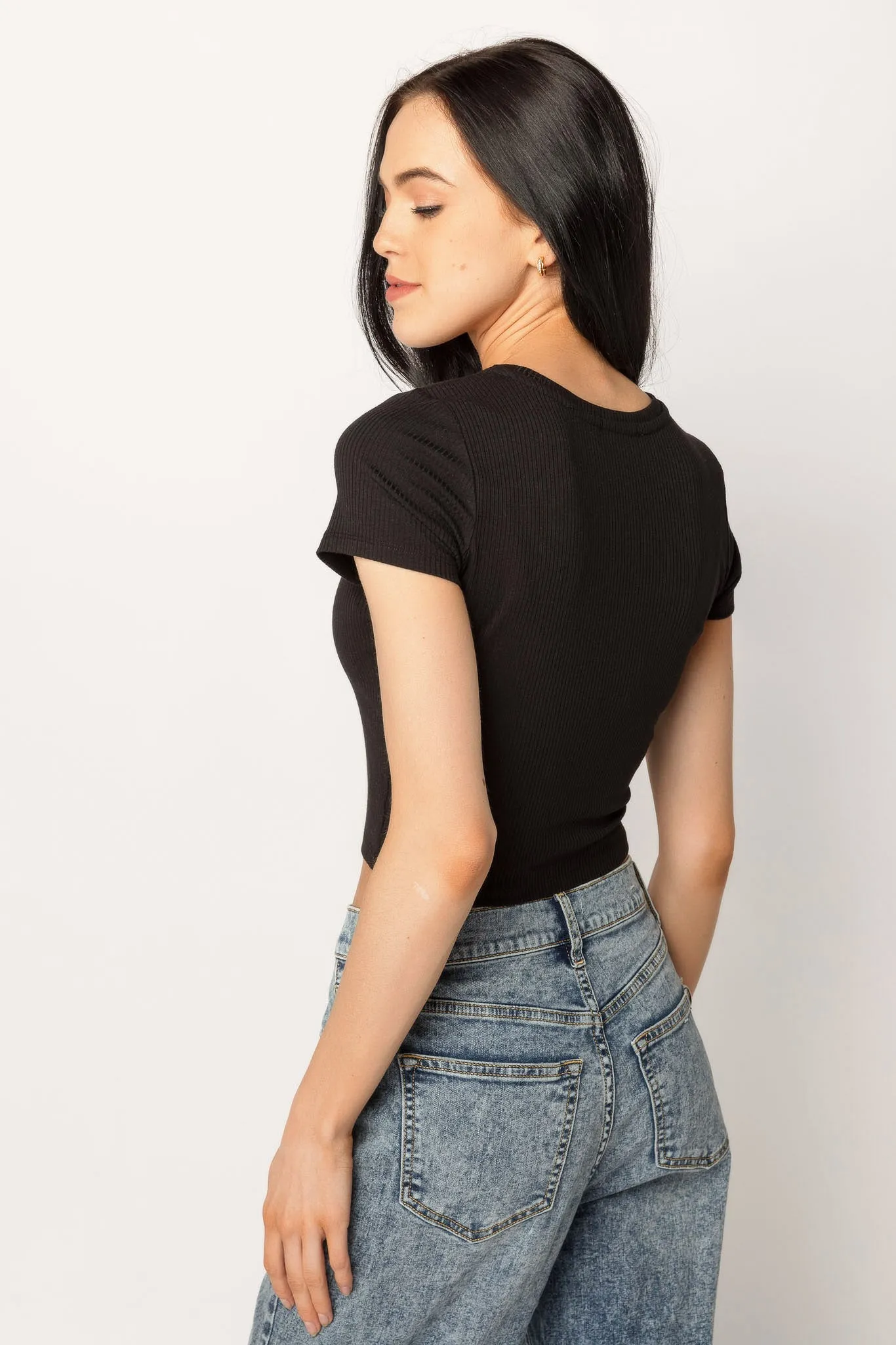 Ribbed Crew-Neck Crop Tee sold by Eclipse product image thumbnail 3