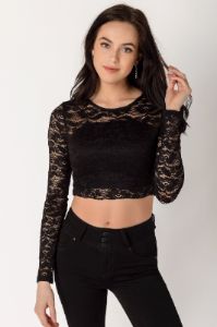 Lace Long Sleeve Crop Top sold by Eclipse