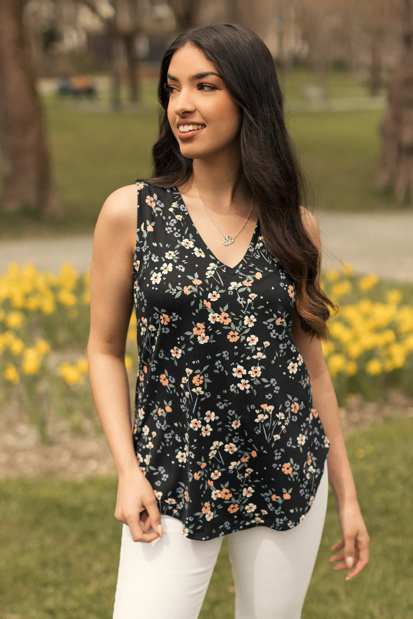 Ditsy Floral Sleeveless V-Neck sold by Eclipse