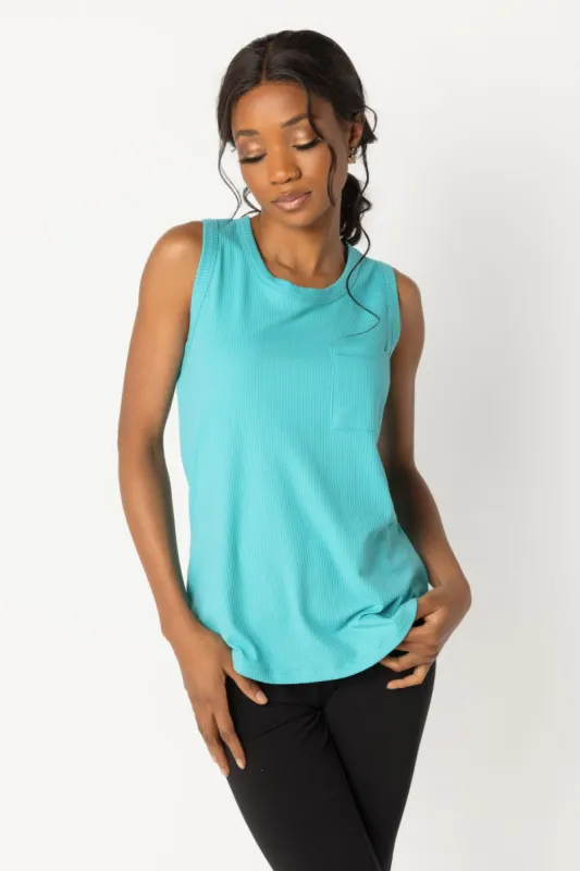 Ribbed Sleeveless Tank with Pocket sold by Eclipse