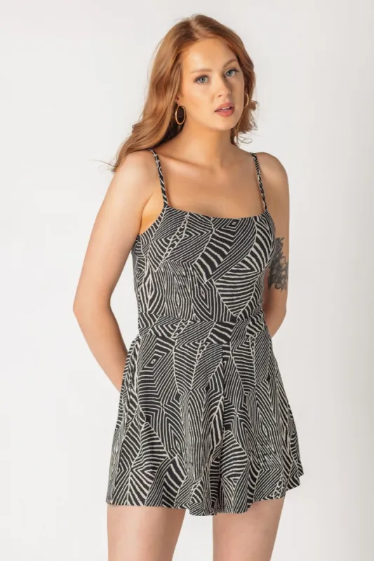 Zebra Spaghetti Strap Romper with Tie-Back sold by Eclipse