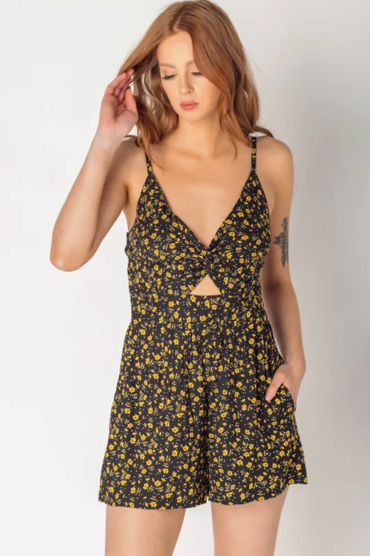 Ditsy Floral Knotted Bust Romper with Cut-Out sold by Eclipse
