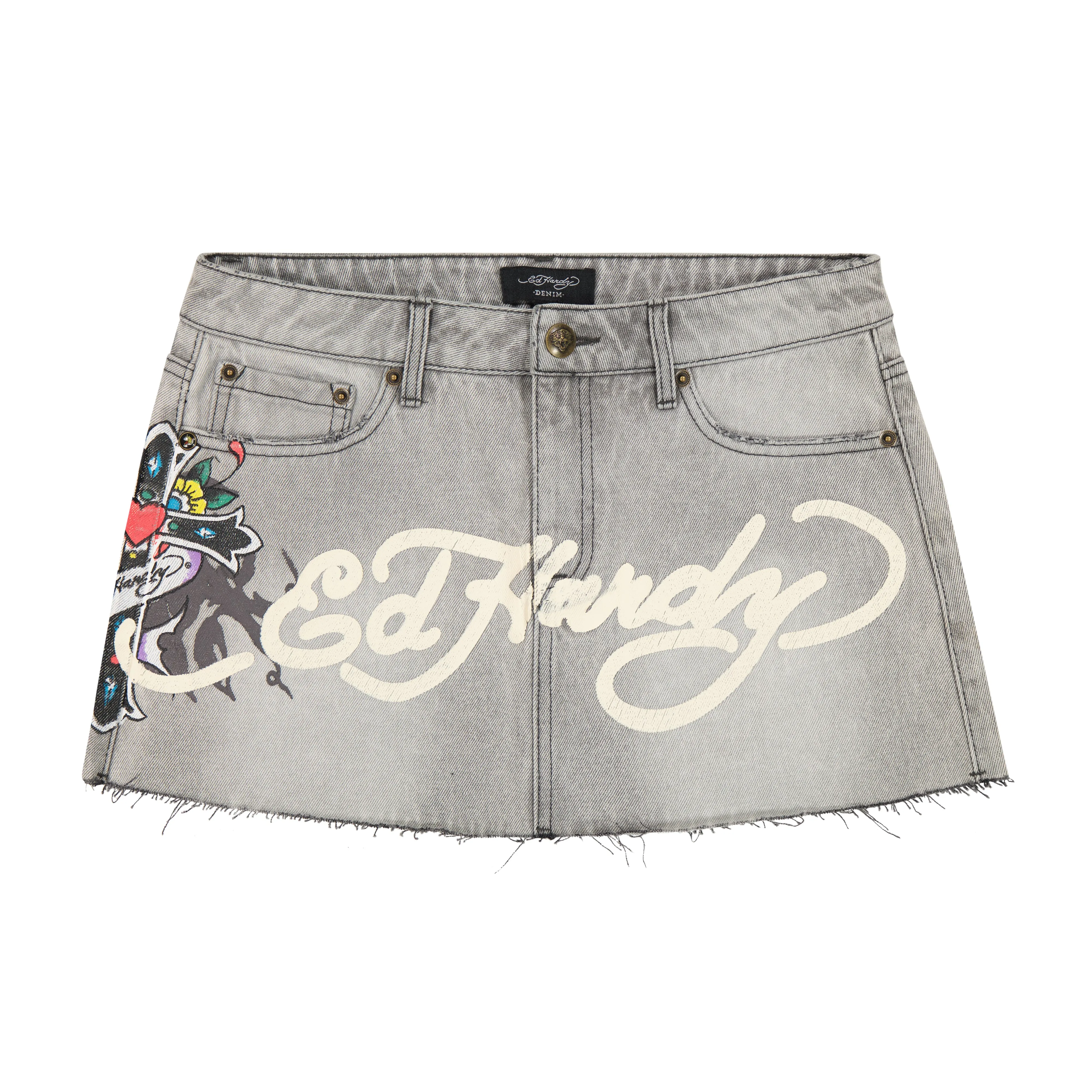 Cross Denim Mini Skirt sold by Ed Hardy