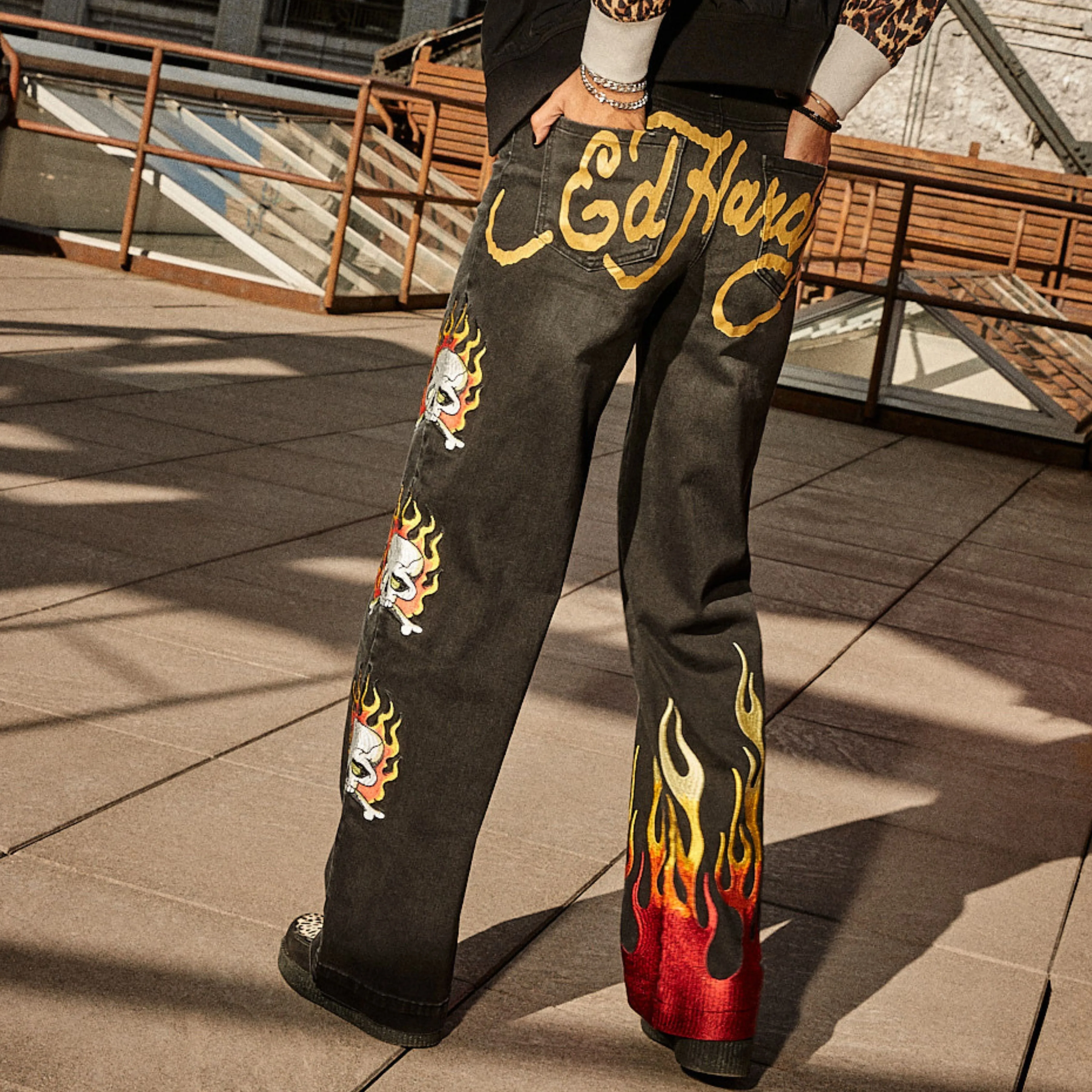 Limited Edition Fire Skull Wide Leg Jean sold by Ed Hardy product image thumbnail 2