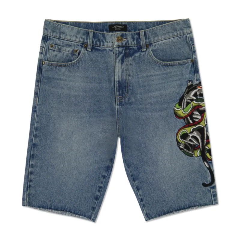Panther Snake Denim Skater Short sold by Ed Hardy