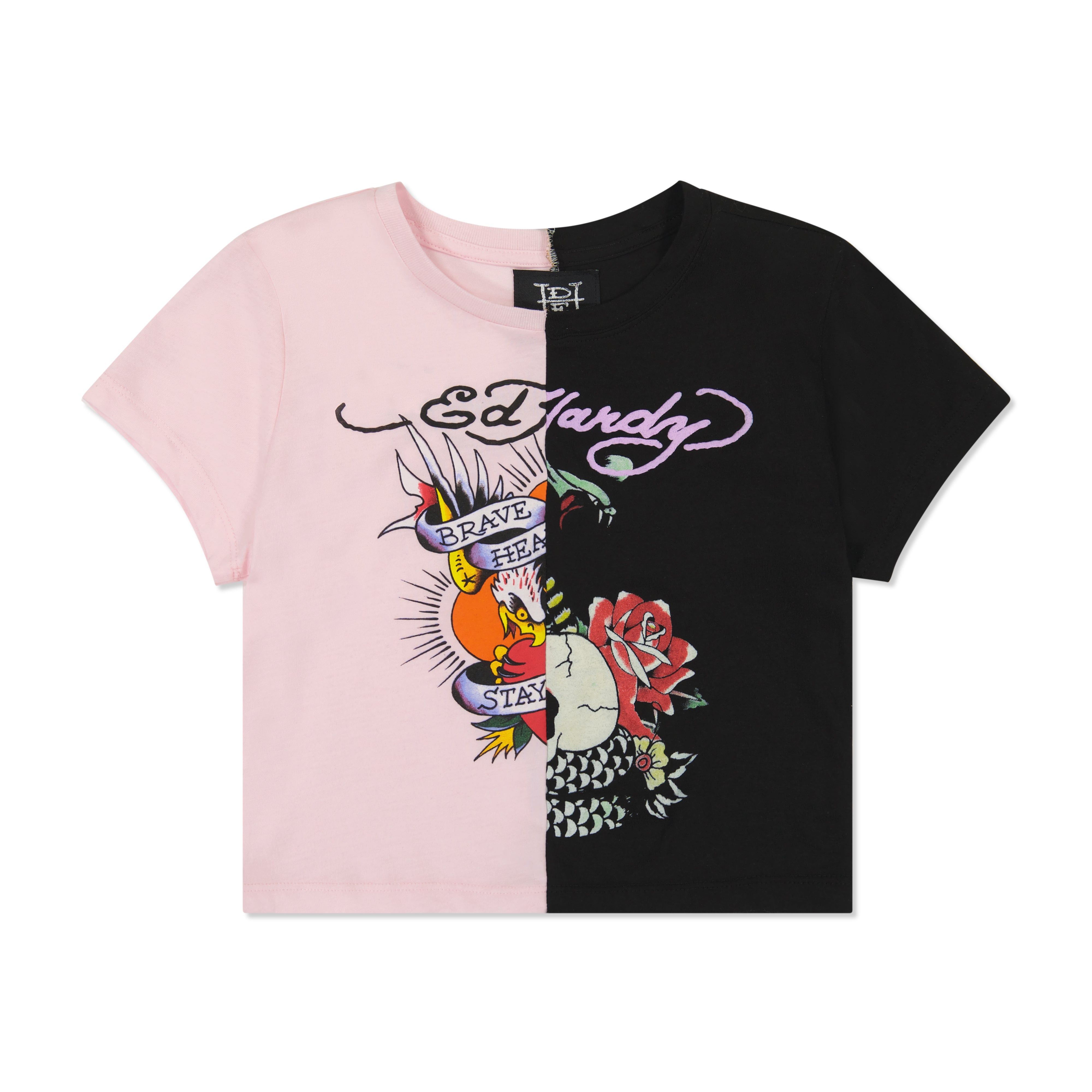 One of a Kind Split Baby Tee sold by Ed Hardy