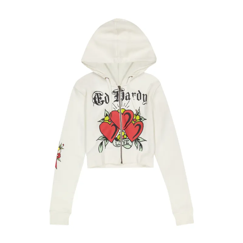 3 Hearts Cropped Hoodie sold by Ed Hardy