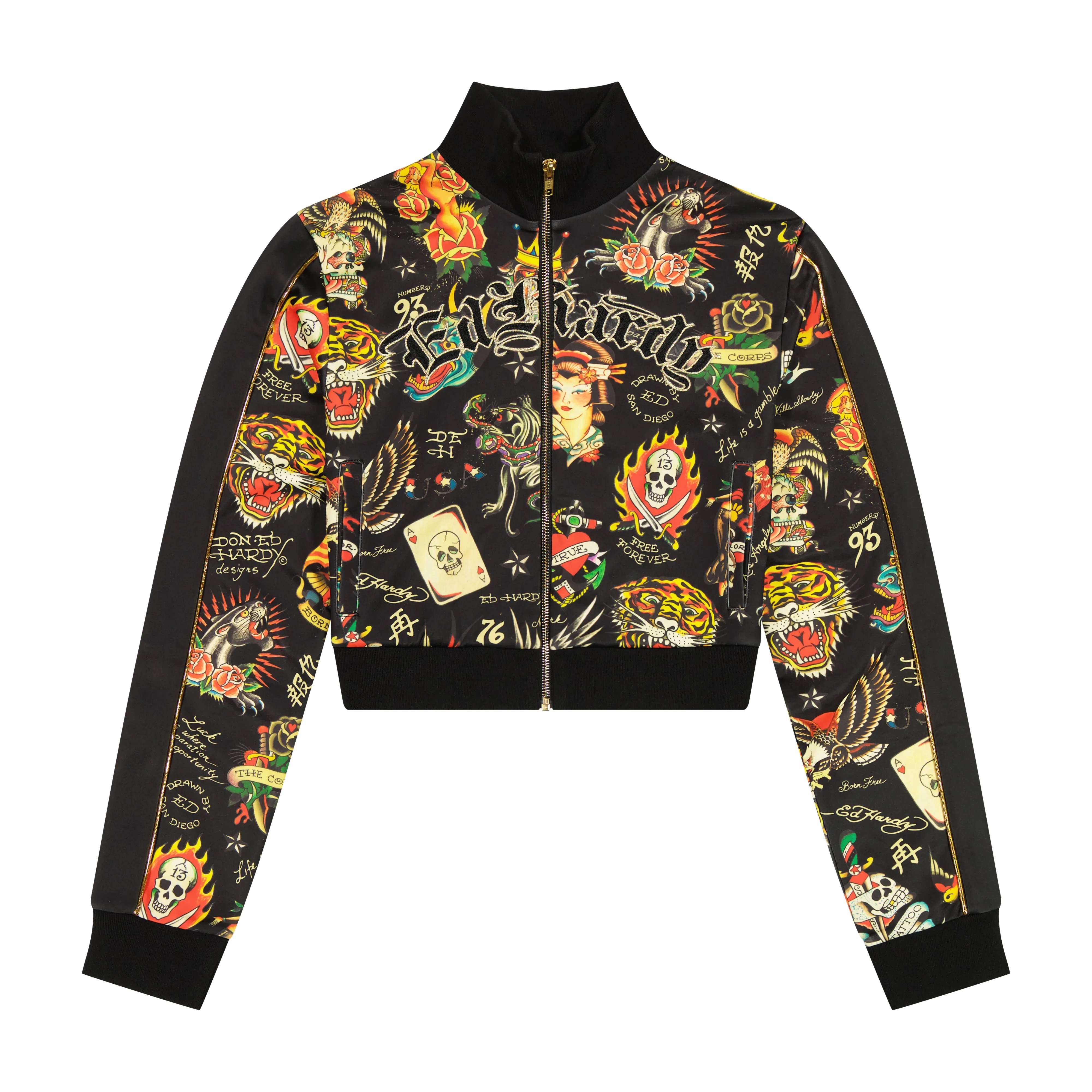 Shrunken Flashboard Black Track Jacket sold by Ed Hardy