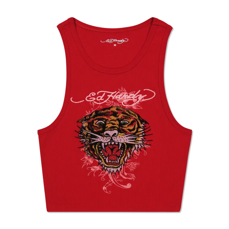 Rhinestone Tiger Rib Knit Tank sold by Ed Hardy