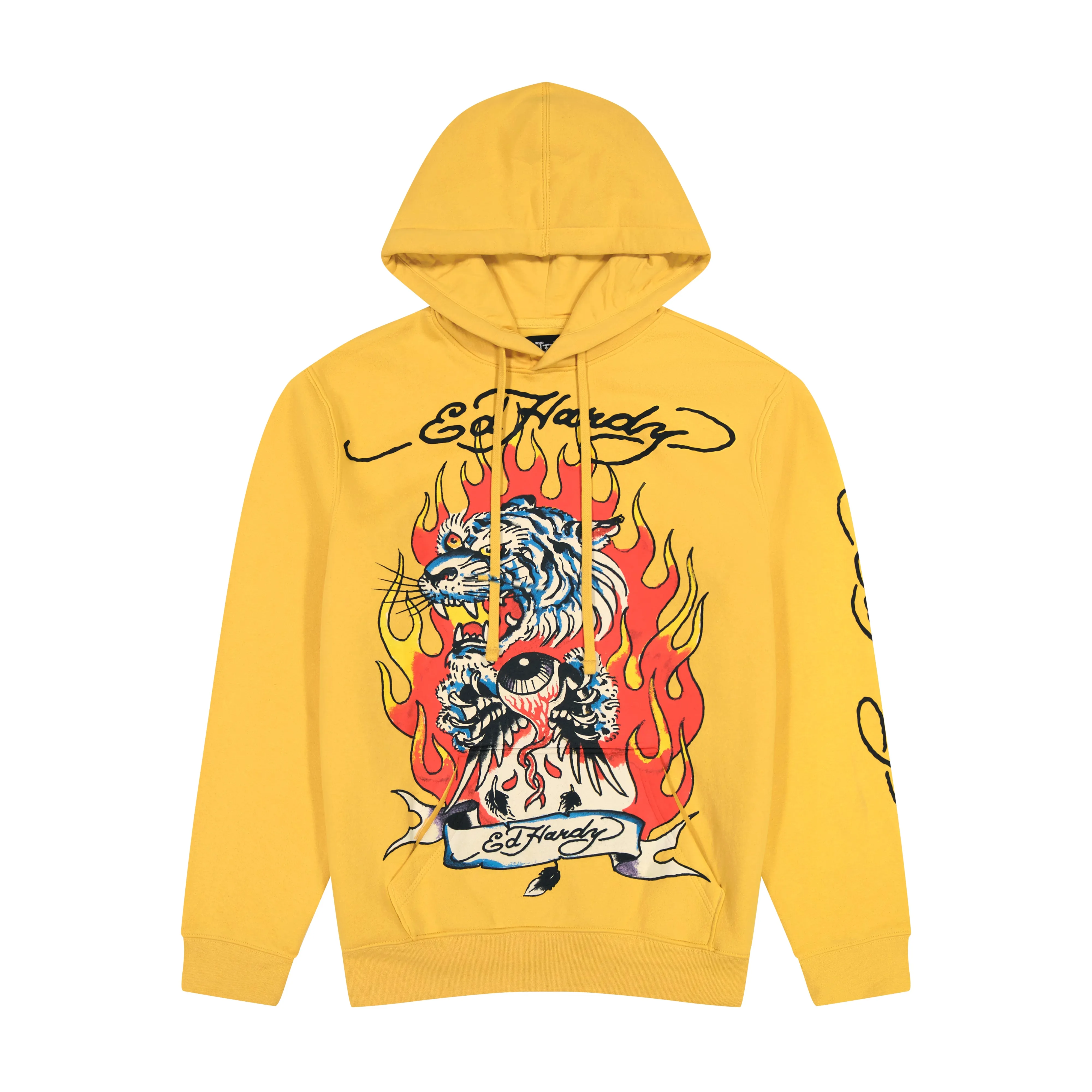 Fire Tiger Golden Yellow Pullover Hoodie sold by Ed Hardy