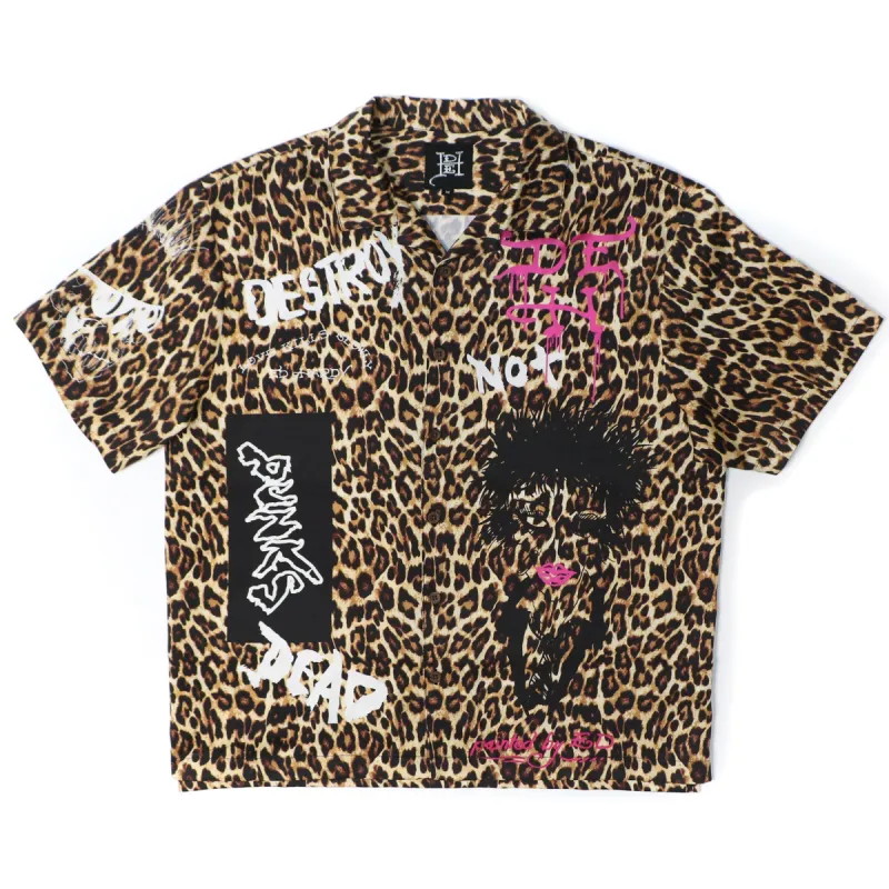 Punk Leopard Boxy Camp Shirt sold by Ed Hardy