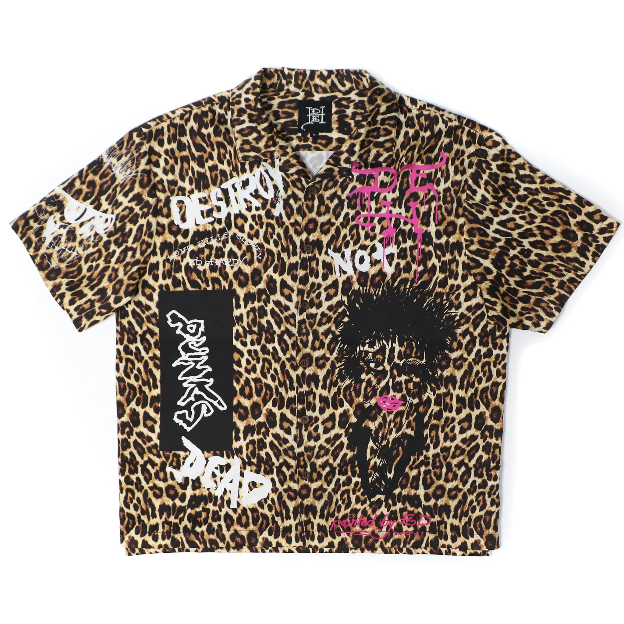 Punk Leopard Boxy Camp Shirt sold by Ed Hardy