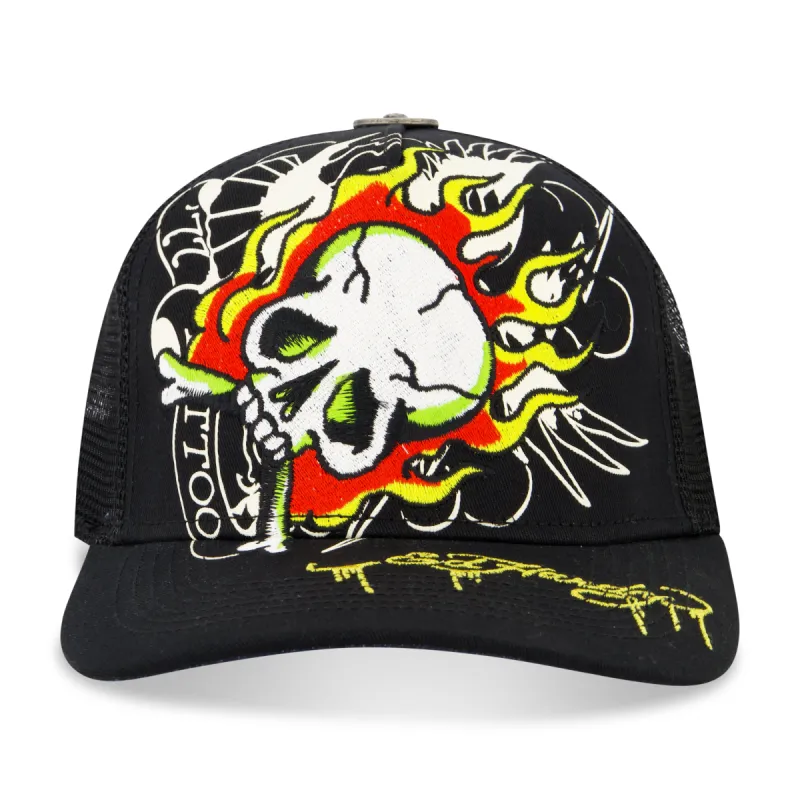 Embroidered Fire Skull Hat sold by Ed Hardy