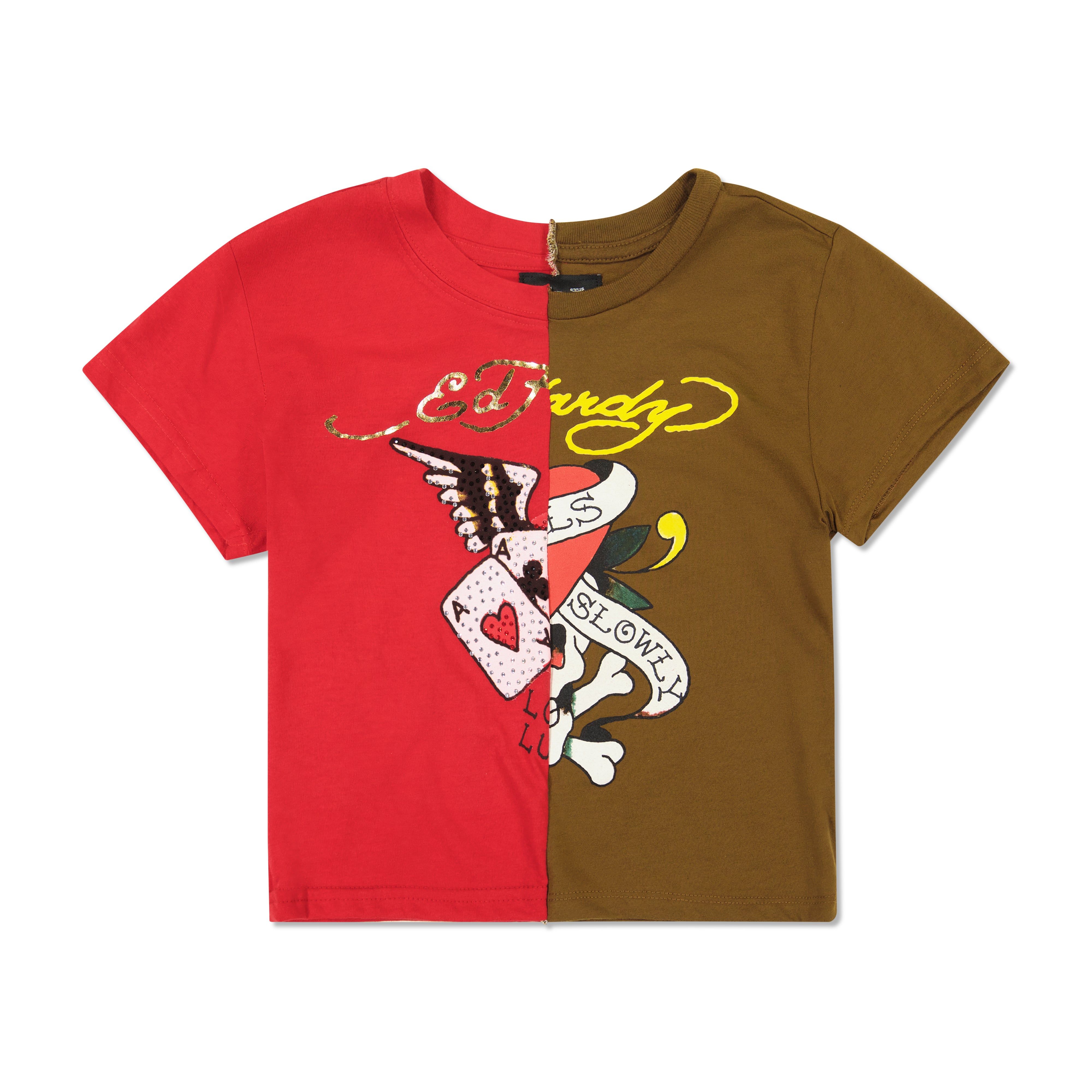 One of a Kind Split Baby Tee sold by Ed Hardy