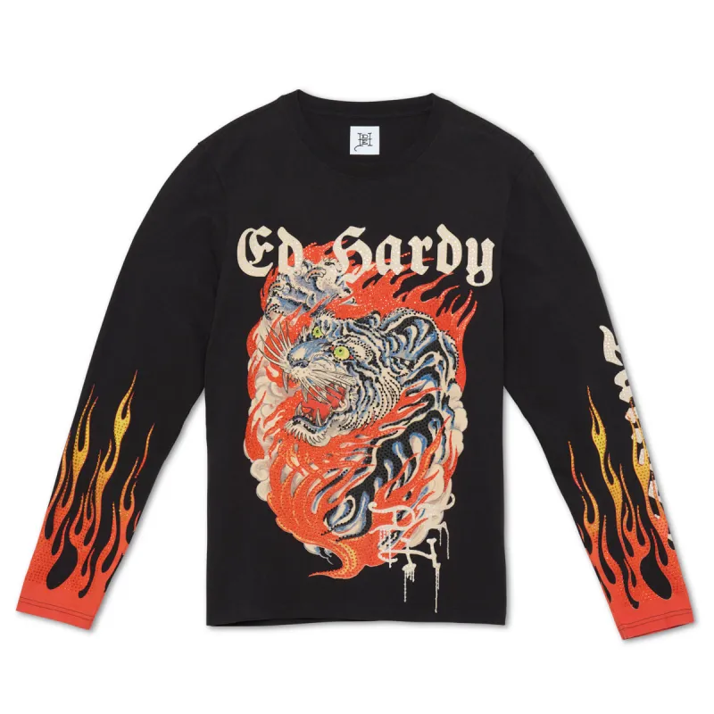 Limited Edition Rhinestone Fire Tiger Ls Tee sold by Ed Hardy