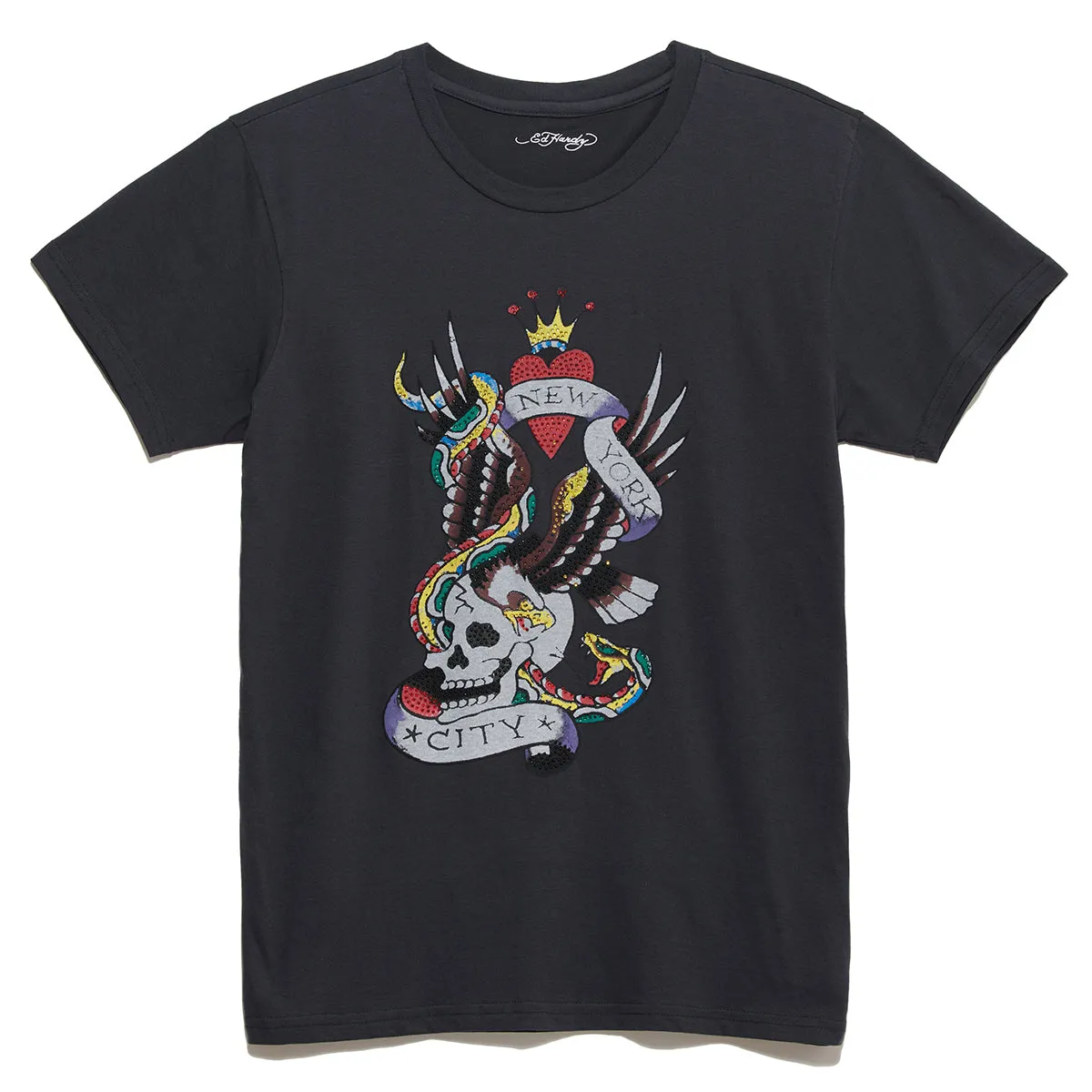 Rhinestone Nyc Skull Tee sold by Ed Hardy