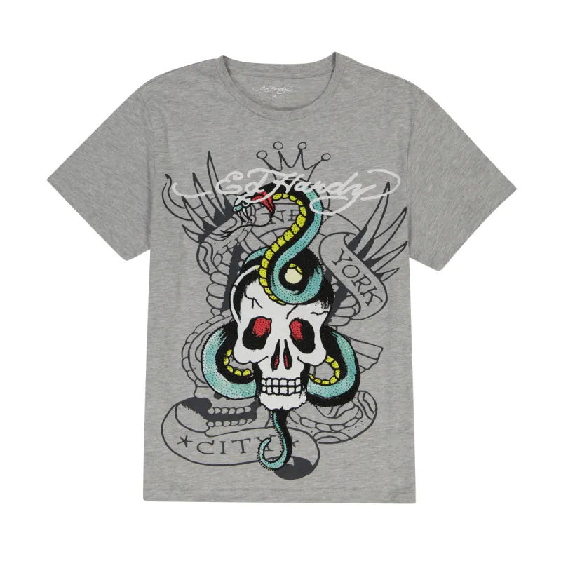 Rhinestone Skull Snake Tee sold by Ed Hardy
